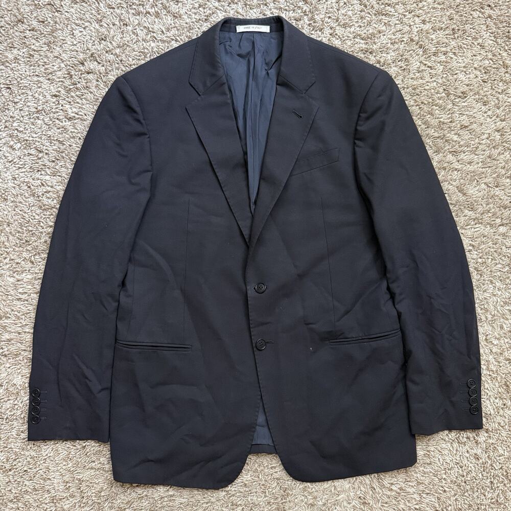 Vintage Armani Collezioni Giorgio Black Wool Suit Jacket Blazer Coat Size 40R
